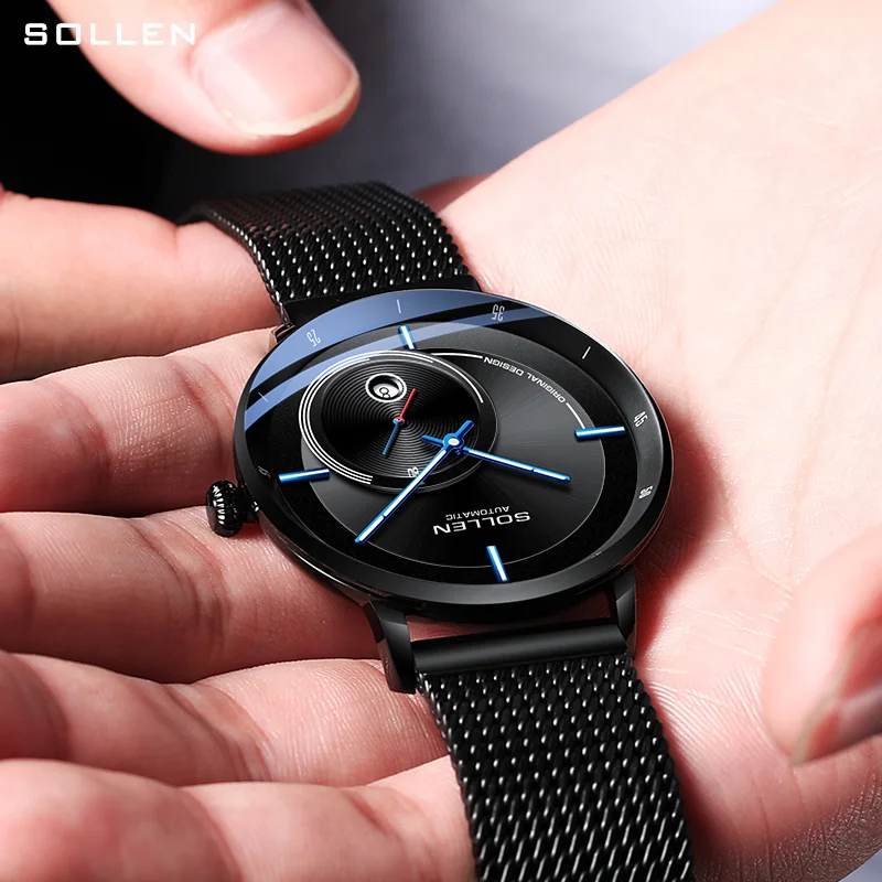 New Switzerland SOLLEN Luxury Brand Japan MIYOTA Automatic Mechanical Men‘s Watches Waterproof Luminous Auto Date Clock SL309