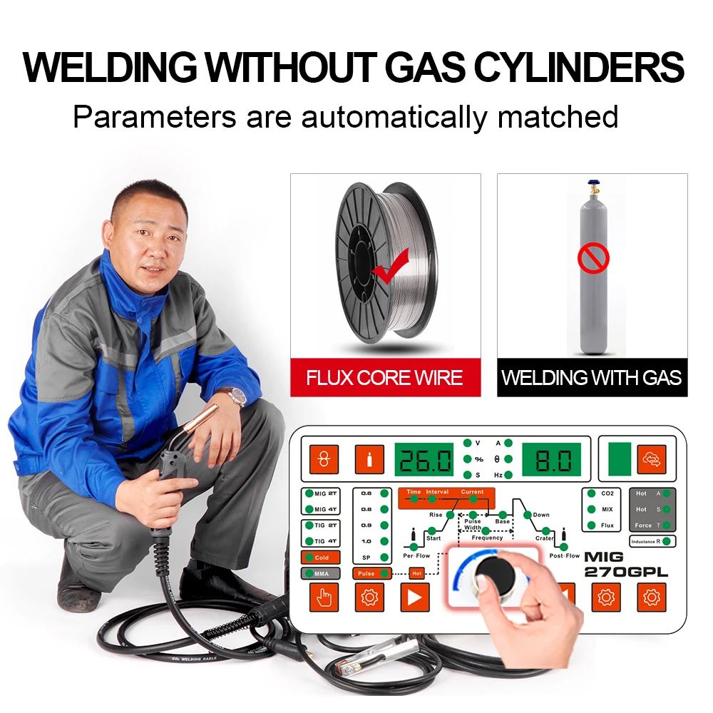Andeli-Mi Band 4 in 1溶接機,220V,MIG-270TPL Migmaパルス,冷間,溶接機,Mig溶接機,12 DC