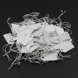 13x26mm 100 stücke Neue Rechteckige Papier Preis Tag Weiße Leere String Uhr Schmuck Preis Display Karten Förderung Label Für Verkäufe