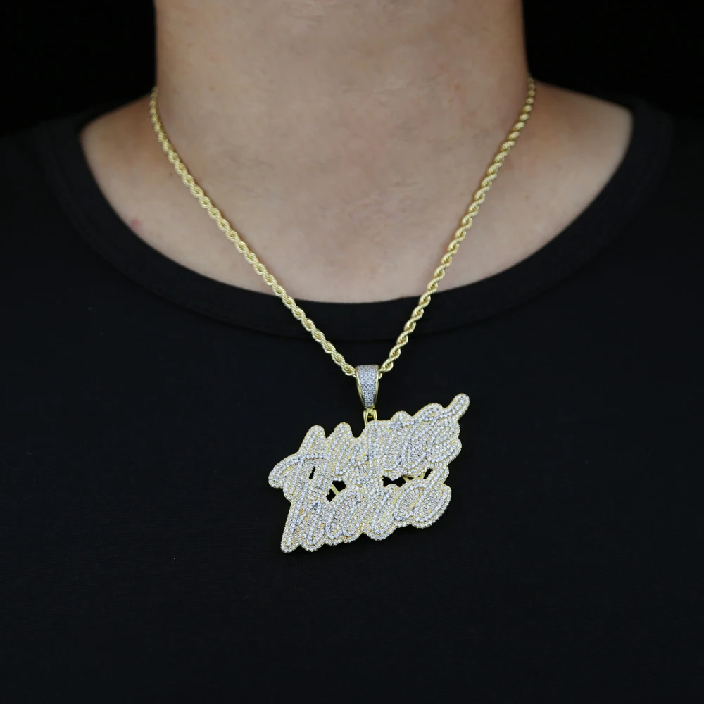 U7 Collana Con Ciondolo Numero 0-9 In Oro 18k E Zirconi - Catena Regolabile Per Uomo E Donna Hip Hop
