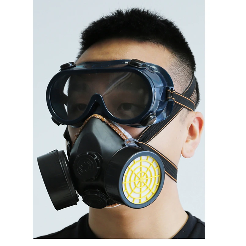 CK Tech. Industrial Half Gas Mask with Anti-splash Glasses for Working Chemical Dust-proof Respirator Mask Eye Respiratory set