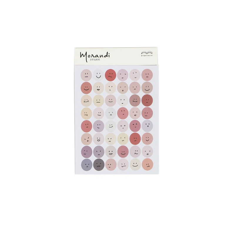2pcs/pack Morandi Series Expression Stickers Scrapbooking Pure Color Irregular Small Labels Diy Decorative Stickers Stationery