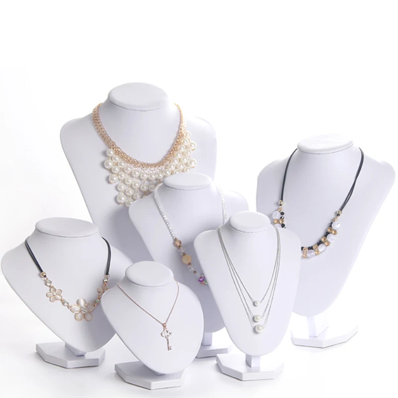 

Classic 6Options PU White Jewelry Display Model Bust Show Exhibitor For Woman Necklaces Pendants Mannequin Jewelry Organizer