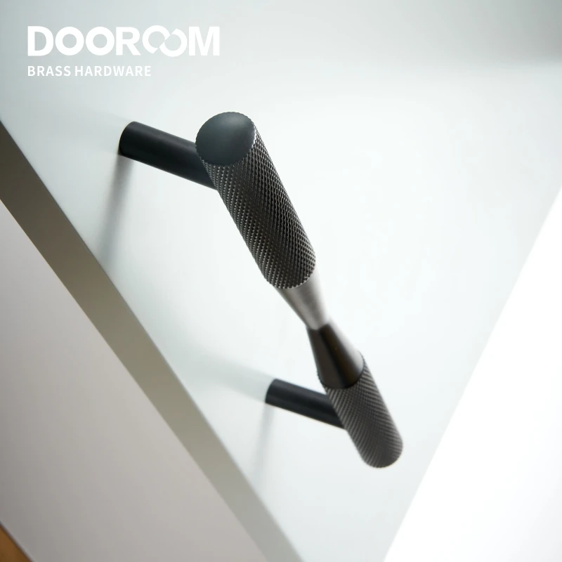 Dooroom Brass Furniture Handles Black Gold Exquisite Knurled Pulls Cupboard Wardrobe Dresser Shoe Box Drawer Cabinet Knobs 