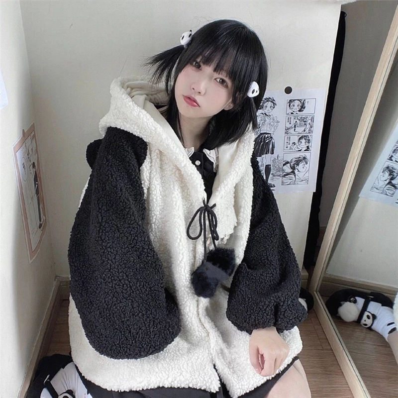 Women\'s Harajuku Sweet Lolita Coat,Ear Hooded Over Coat,Kawaii Japanese Style,Lovely Preppy Student College Tops, Korean Fashion