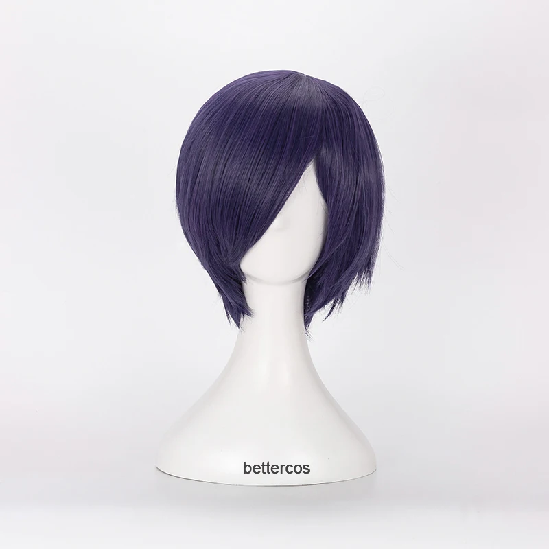 Touka Kirishima Cosplay Wig Kirishima Toka Short Purple Heat Resistant Synthetic Hair Wig + Wig Cap