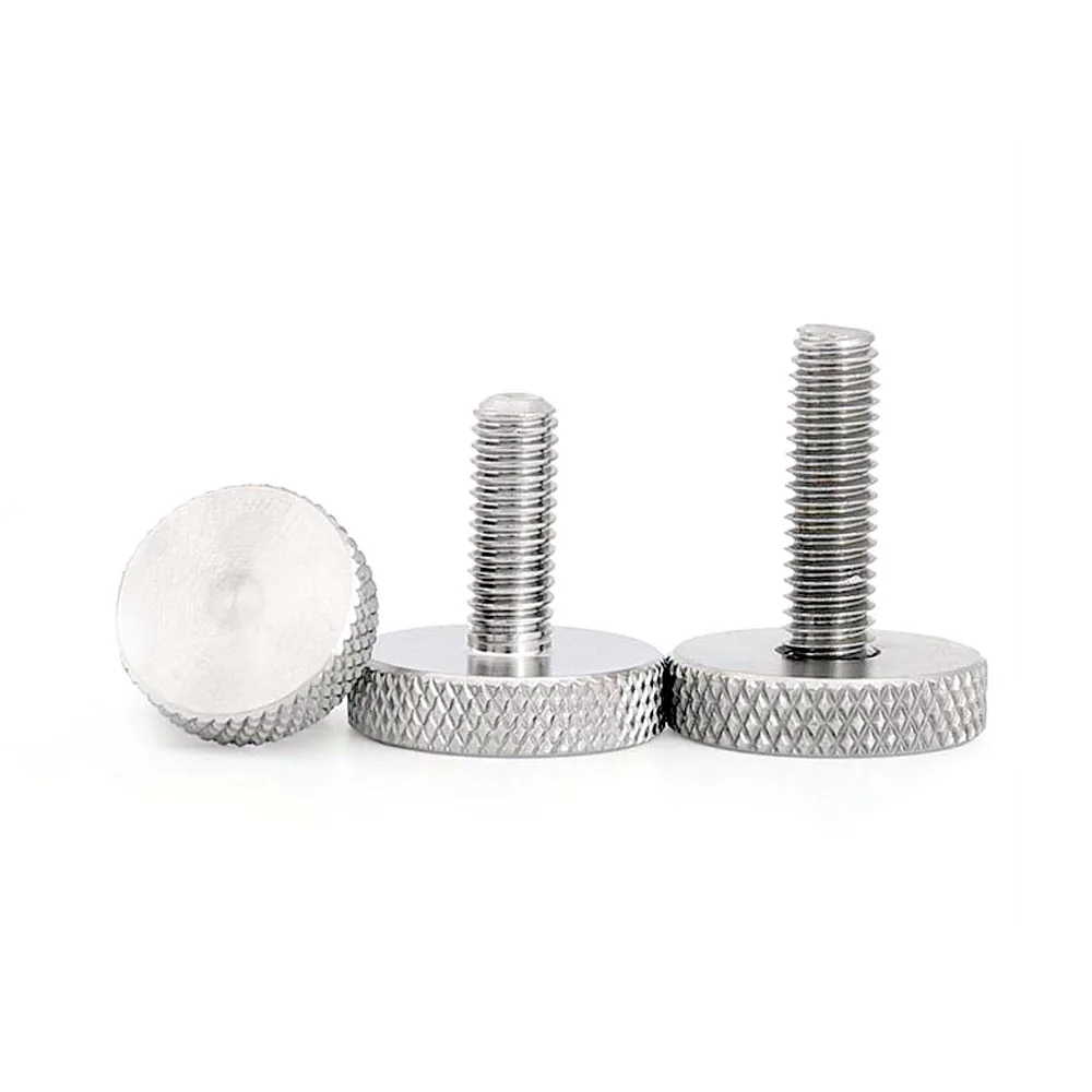 1/5pc M3 M4 M5 M6 M8 M10 GB835 304 A2-70 Stainless Steel Knurl Flat Head Hand Tighten Curtain Wall Glass Thumb Screw Bolt DIN653