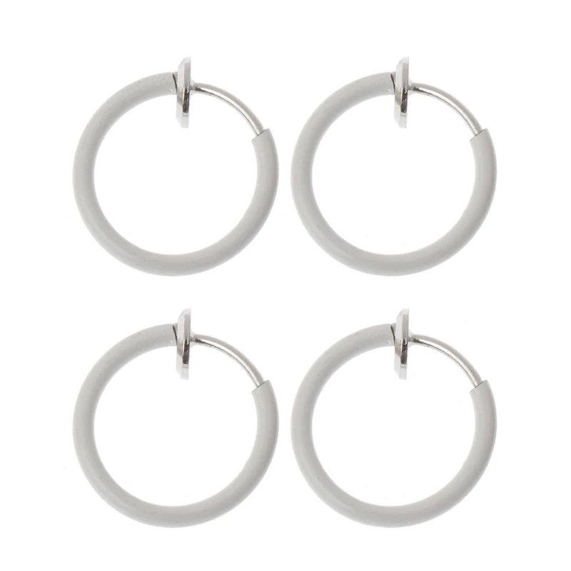 4Pcs Clip on Fake Earrings Hoop Non-pierced Nose Rings Lip Ear Clip Body Jewelry