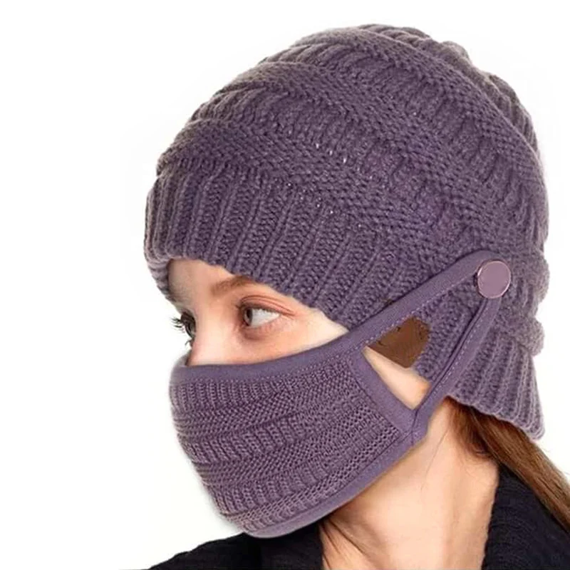 

Hot Sale Knit Face Cover Beanie Hat Set Detachable Warm Hat For Women Men Hight Quality Soft Comfortable Women's Caps Sombrero