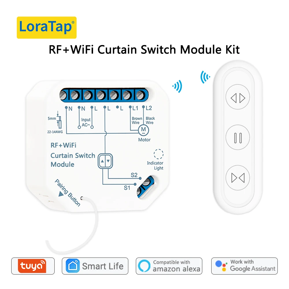 Tuya Smart Life WiFi Curtain Blind Switch Module with Remote for Roller Shutter Electric Motor Google Home Aelxa Echo Smart Home