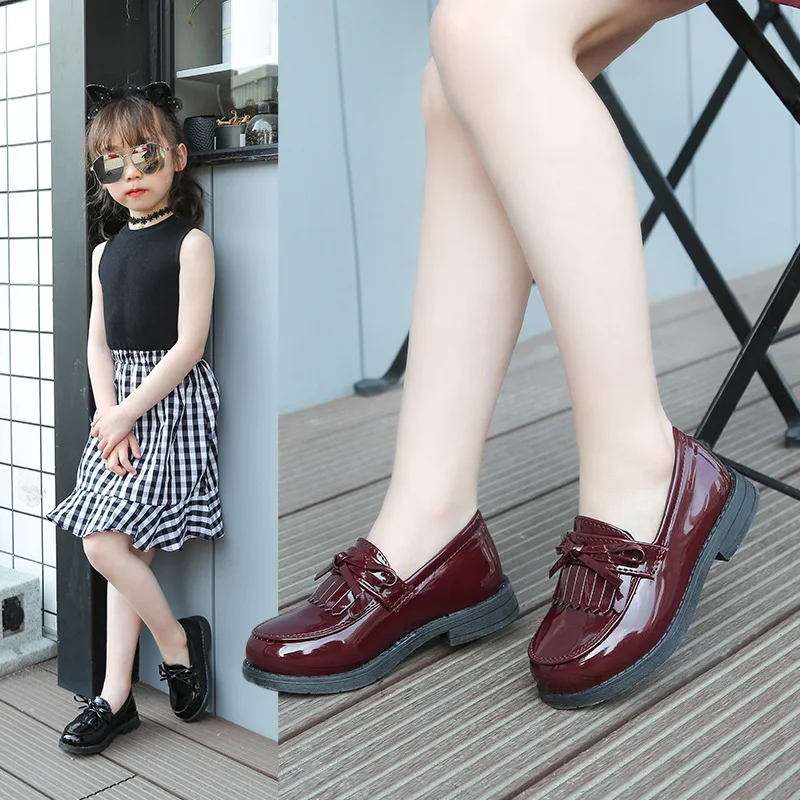 Spring Autumn Girls Shoes boys Kids School Black Leather Shoes For Student kids dress Shoes chaussure fille 3 4 5 6 7 8 9 10-12T