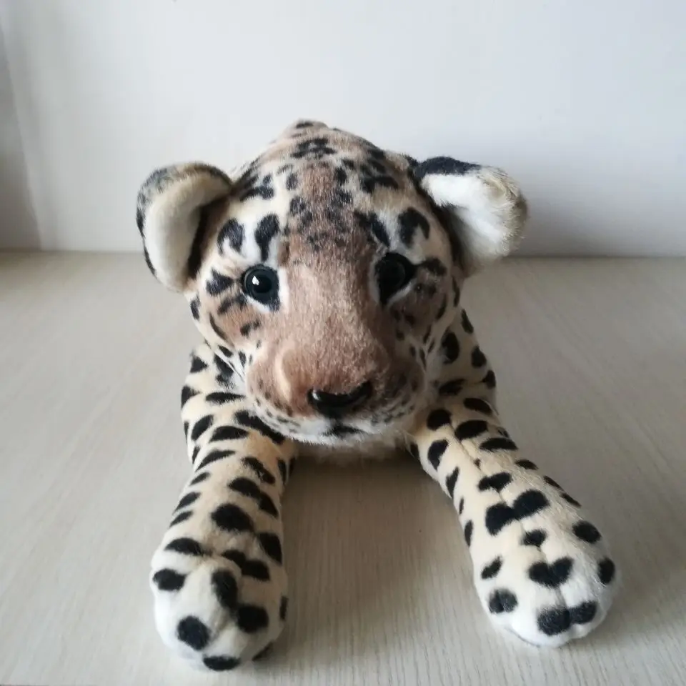 real life toy about 42cm lying leopard plush toy soft doll Christmas gift s2496