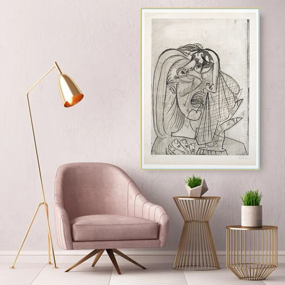 Citon Pablo Picasso《The Weeping Woman》Canvas Oil Painting Artwork Poster Picture Modern Wall Decor Home Living room Decoration