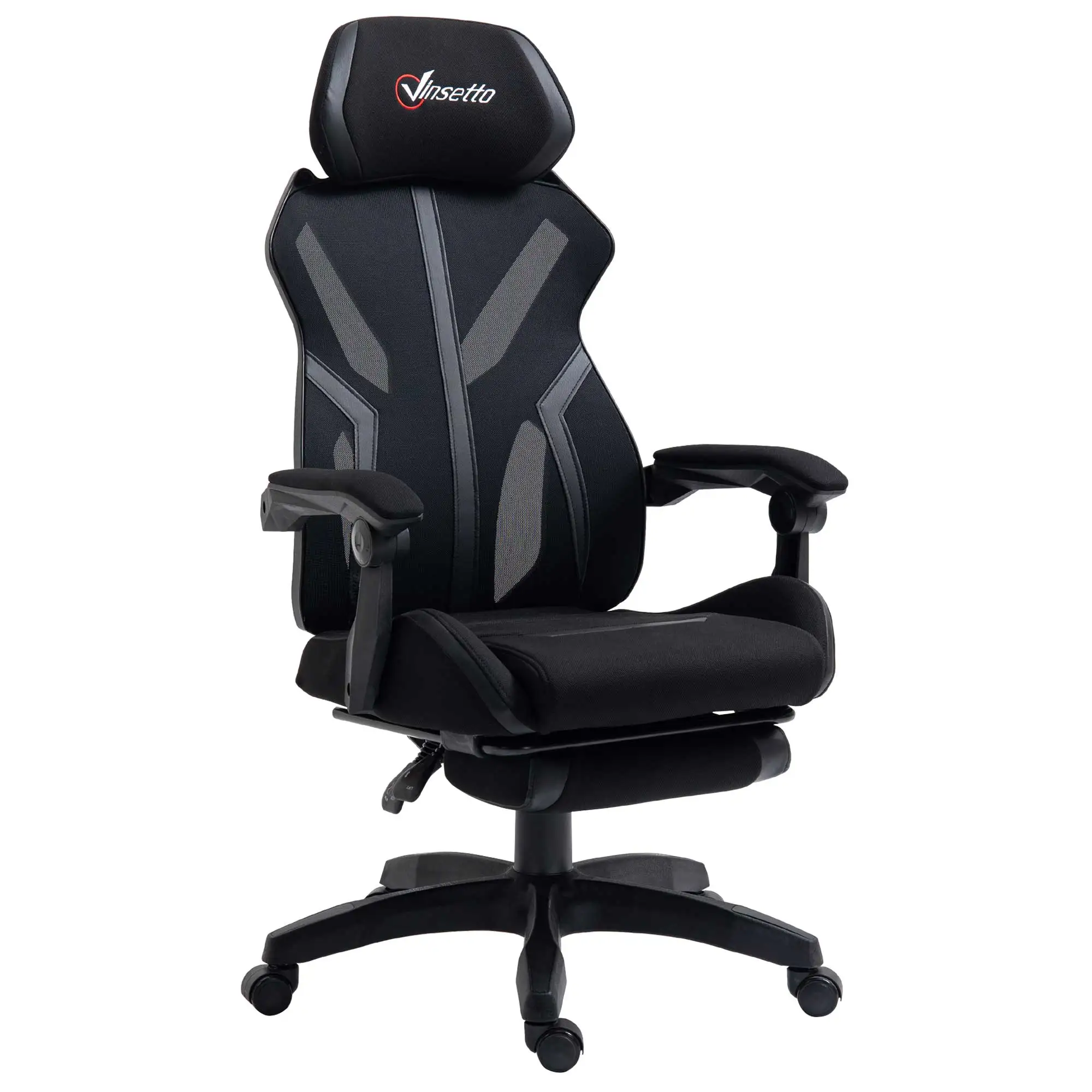 Vinsetto Recliner Gaming Chair with Retractable Footrest Height Adjustable Black