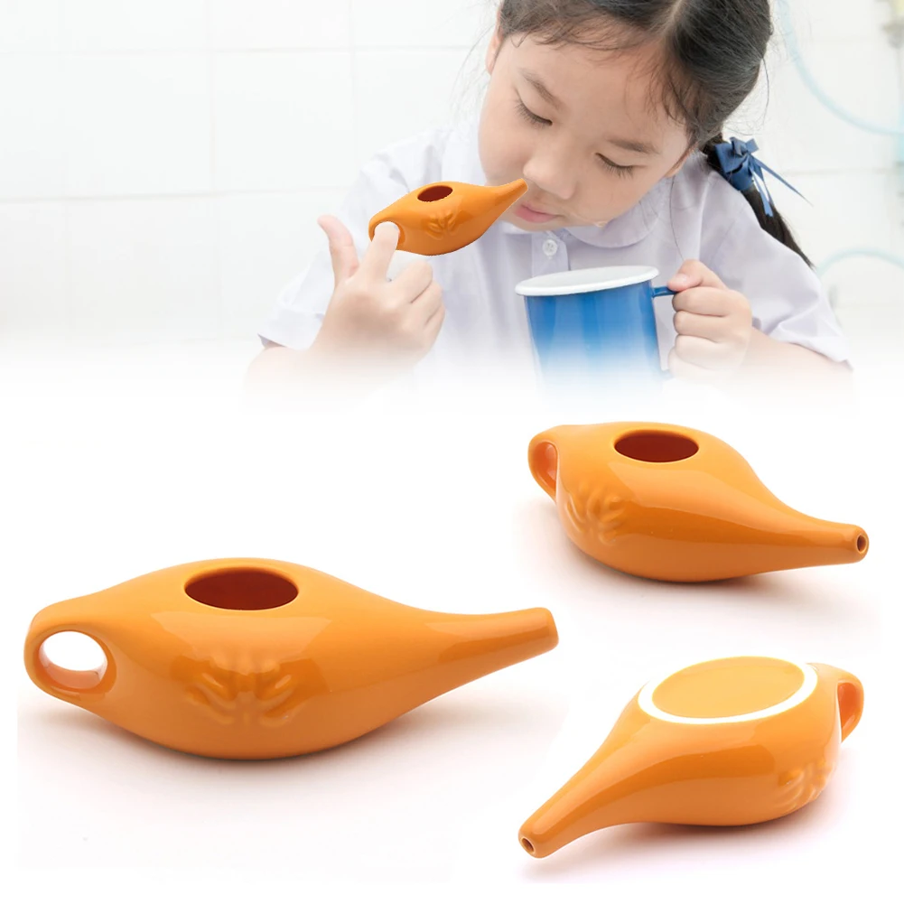 250ml Ceramic Neti Pot Nose Washing Kit Comfortable Spout Pot for Sinus Rhinitis Allergy Nasal Cleaner Washer Tools Nose Protect