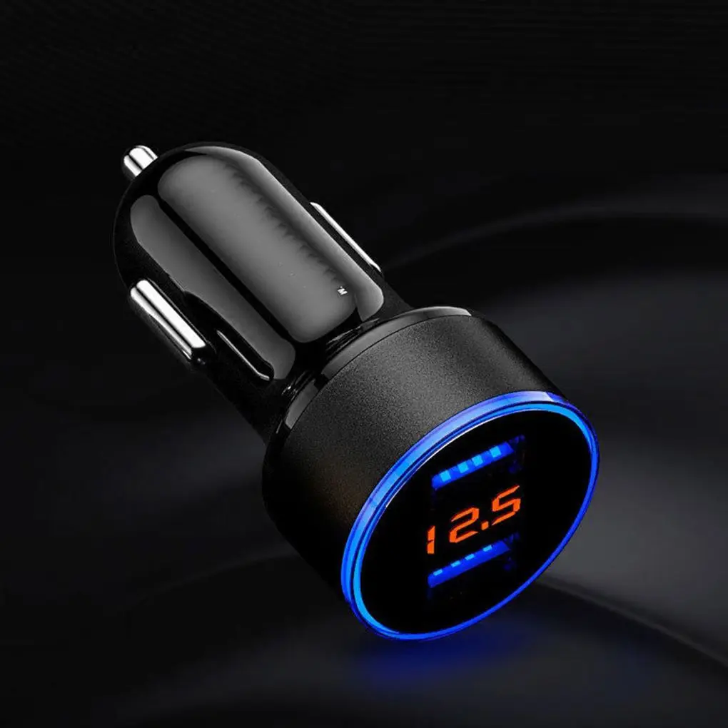 3.1A Dual USB Car Charger 2 Port LCD Display 12-24V Cigarette Socket Lighter Fast Car Charger Power Adapter For Smart Phone