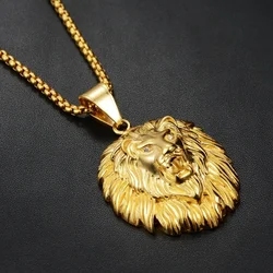 New Style Animal Long Hair Lion Head Pendant Necklace for Men Fashion Sliding Animal Hanging Necklace Neck Chains Accessories