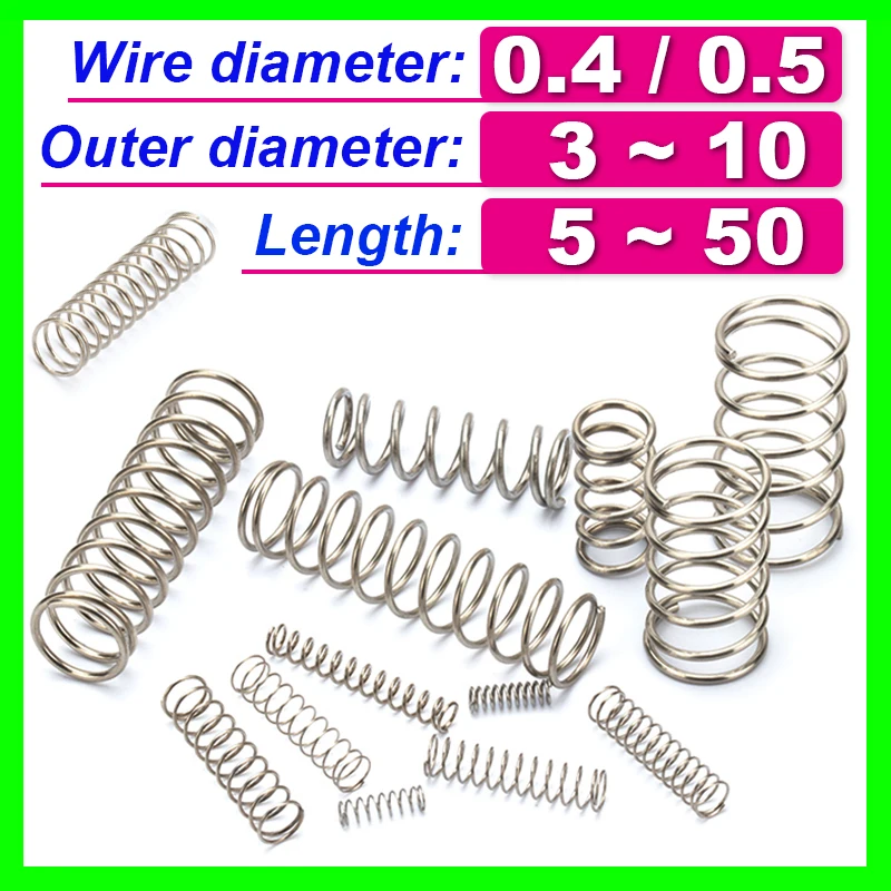 

Wire Diameter 0.4mm 0.5mm Small Compression Spring Buffer Return Short Spring Release Pressure Spring Y-type 304 Stainless Steel