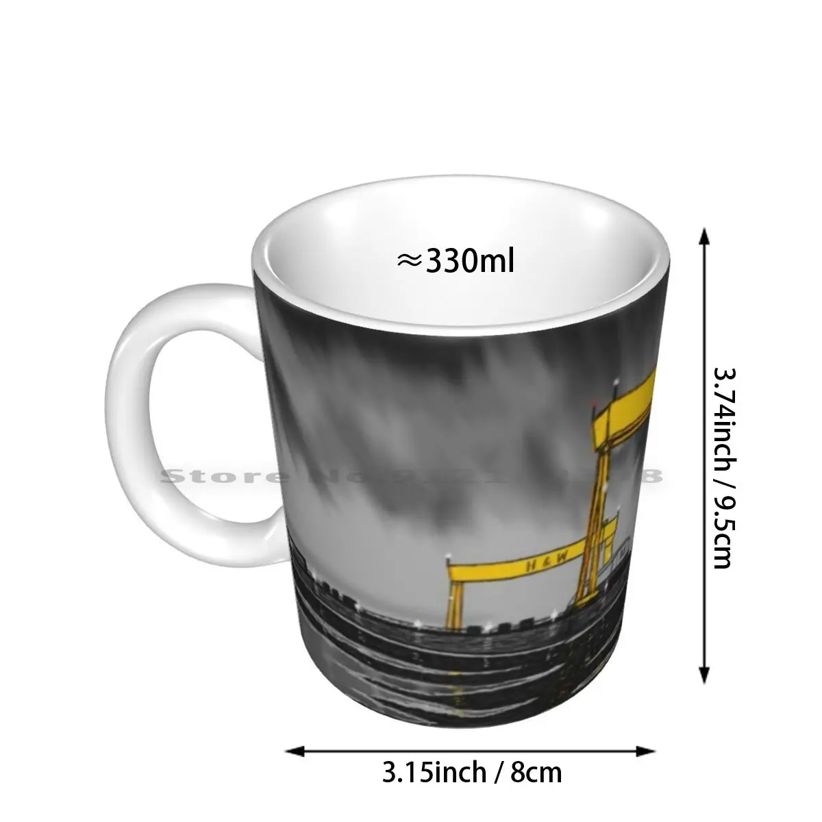 Harland And Wolff On A Rainy Night Ceramic Mugs Coffee Cups Milk Tea Mug Belfast Cranes Harlandandwolff Stormy Rain Night