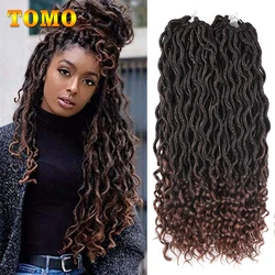 TOMO 20 Inch Goddess Faux Locs Crochet Hair Extensions Synthetic Soft Locs with Curly Ends Wavy Faux Locs Braiding Hair 24 Roots