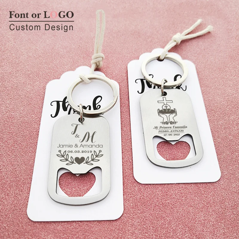 Personalized Wedding Gifts For Guests Baptism Party Favor Keychain Bottle Opener Key Holder Communion Baptism Custom Souvenir