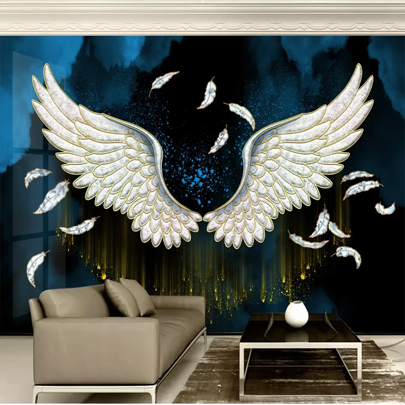 

Custom Wall Cloth European feather with white wings Photo Wall Murals Waterproof Wallpaper Living Room TV Home Decor 3D Fresco