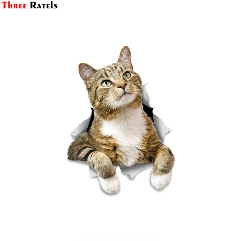 Three Ratels FTC-1046 3D Cat Kitty Stickers For Car Luggage Motorcycle Laptop Refrigerator Washing Machine Pvc Sticker