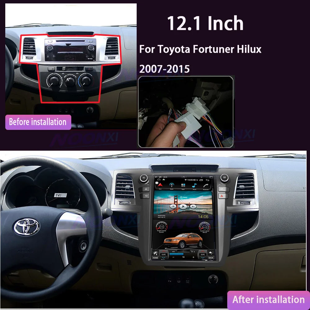 

Автомагнитола для TOYOTA Fortuner/HILUX Revo с экраном Tesla 2007-2015, Android 11