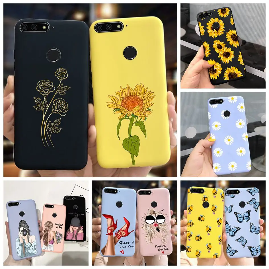 Honor 7A Pro Case For Honor 7C Shockproof Cover For Huawei Honor 7S 7X 7A 7C Pro Fashion Sunflower Coque Soft TPU Silicone Cover