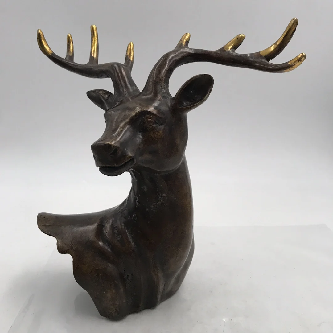 

Exquisite Antique Brass Gilt Deer Head Home Decoration