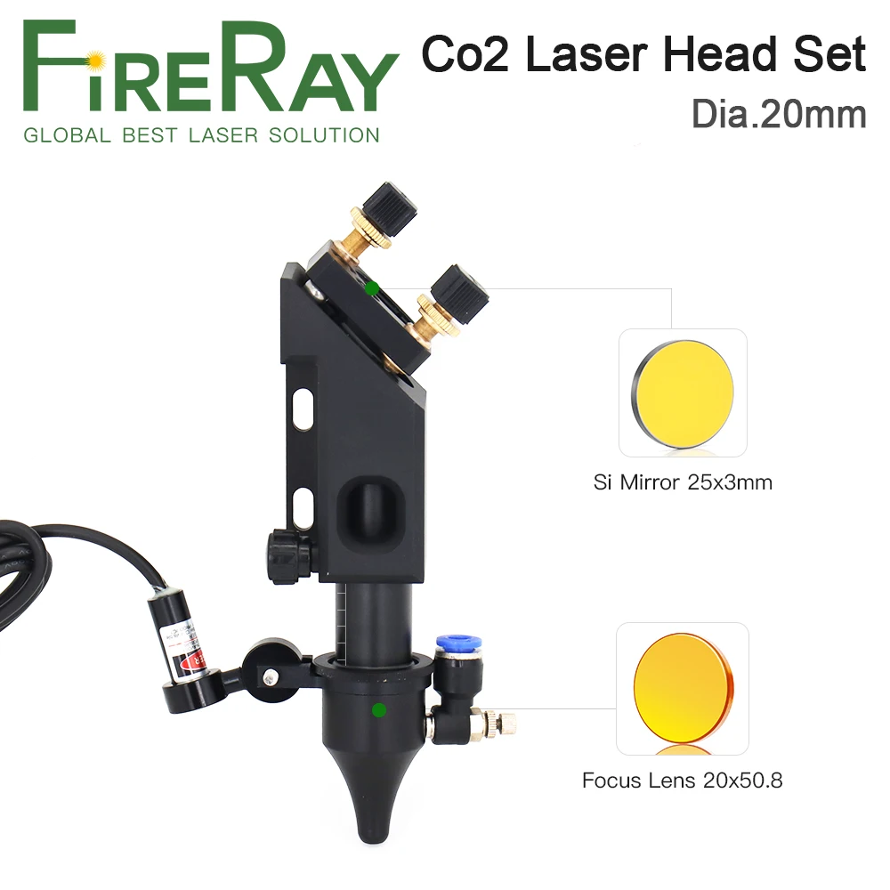 

FireRay CO2 Laser Head for Focus Lens D20mm F50.8 Reflect Mirror 25mm for Laser Engraving and Cutting Machine