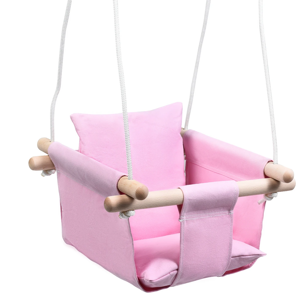 Baby Canvas Opknoping Swing W/Katoen Thuis Outdoor Hangmat Speelgoed Voor Peuter Roze