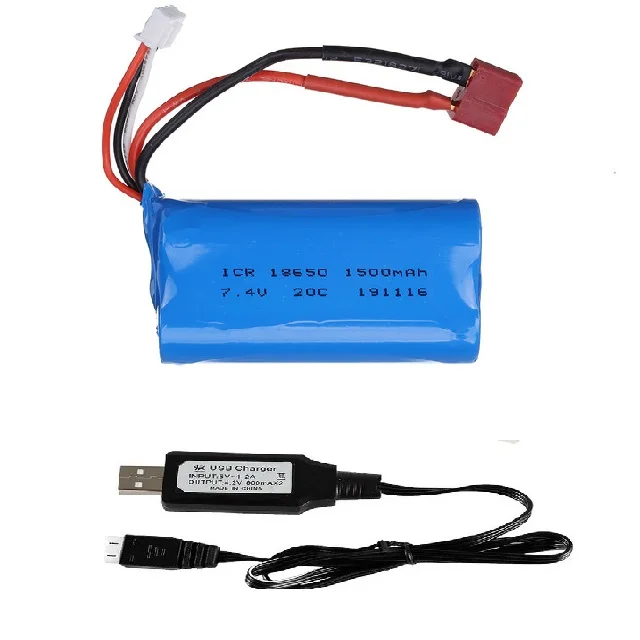 18650 7.4V 1500mAh 2 lipo Battery for Q46 Wltoys 10428 /12428/12423 WPL MN99S D90 U12A S033g Q1 H101 Rc Boats Cars