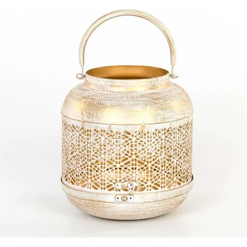 Euro Flora Ivory Color Lantern Candle Holder Metal 19x22 cm