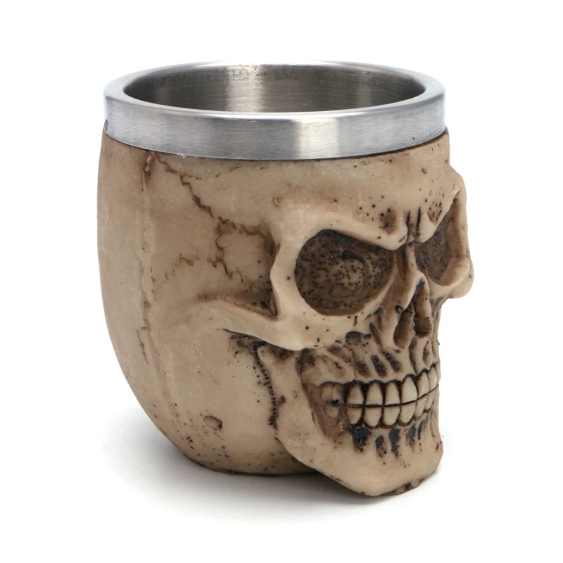 Stainless Steel Resin Drinking Mug Skeleton Skull Coffee Cup Halloween Decor