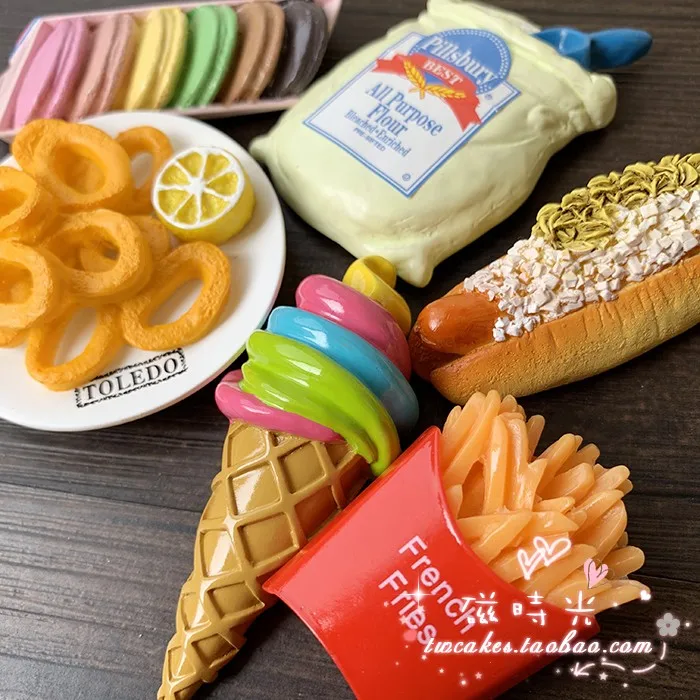 French fries flour colorful egg cone French macarone hamburger food refrigerator paste magnetic paste