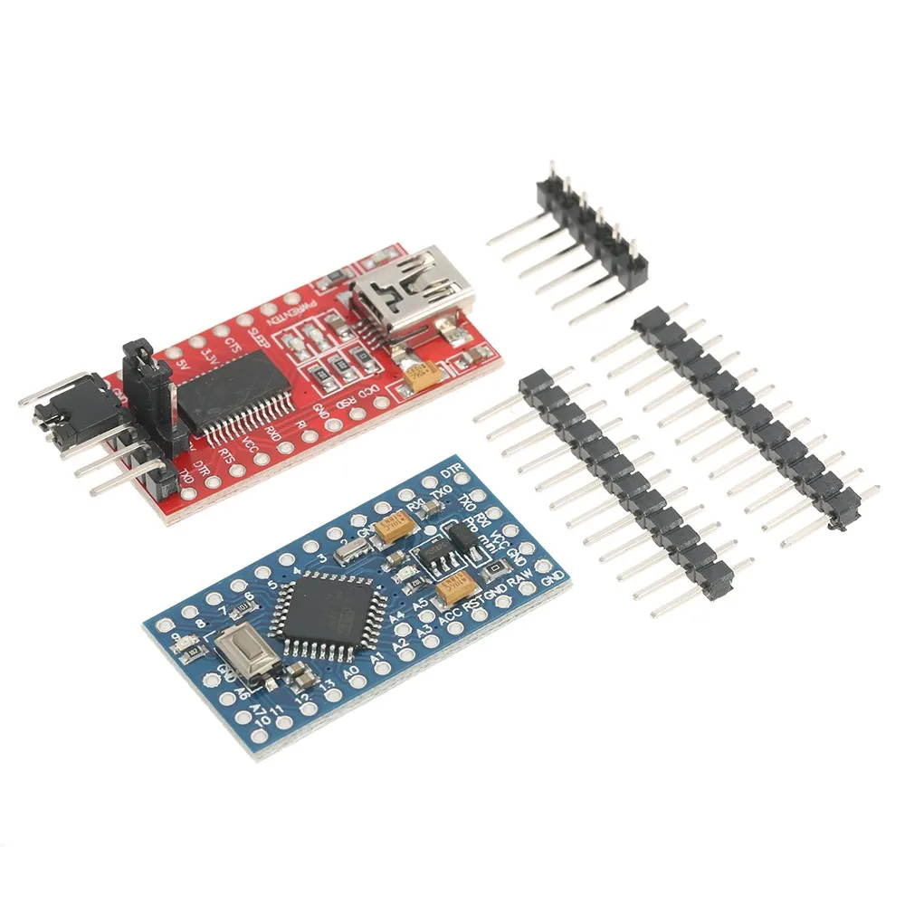 Pro Mini ATMEGA328P 5V/16MHz Board + FTDI FT232RL USB to TTL Serial Converter Module Compatible for Arduino