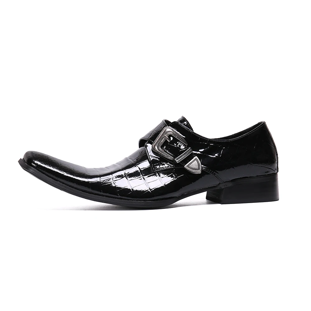 Elegant Men Black Lacquer Leather Pointed Toe Formal Shoes Business Party Dress Shoes Fashion Man Plus Size Slip on Casual Shoes