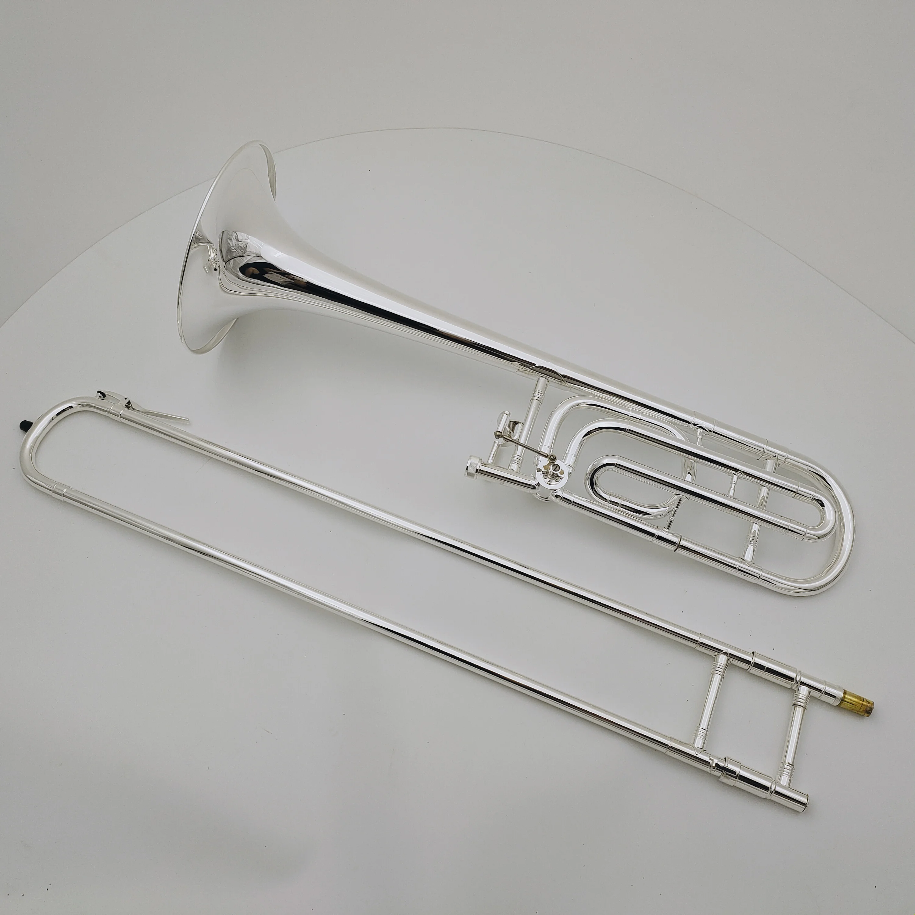 

Hot Selling Tenor Trombone Bb/F Sliver Plated musical instrument with Mouthpiece Case Free Shipping