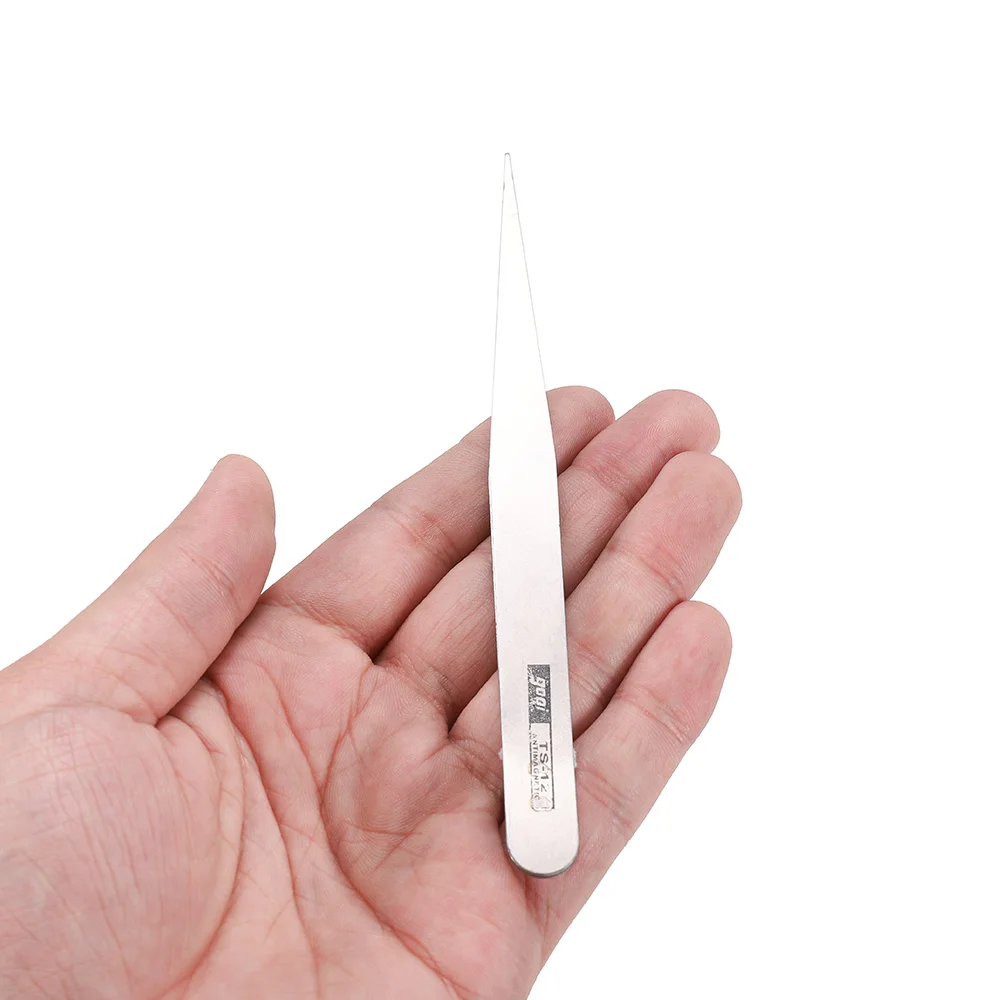 2pcs/lot Good Quality Anti-static Set Bend Straight Tweezers Set Stainless Steel  for  Jewerly Making Tools