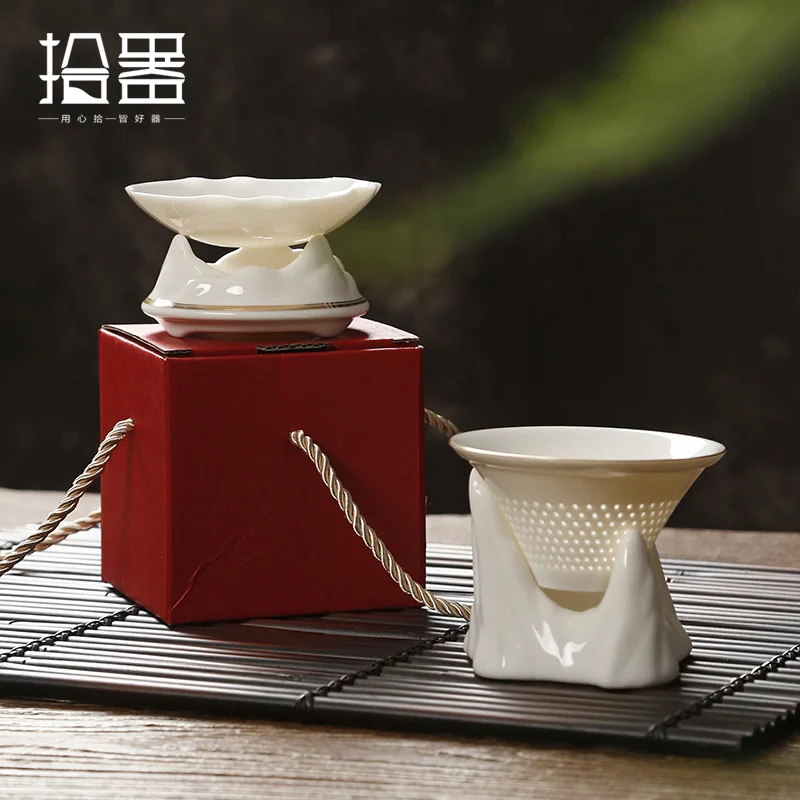 Ceramic Tea Leakage Tea Tea Filter Dehua White Porcelain Tea Filter Tea Set Accessories Funnel Tea