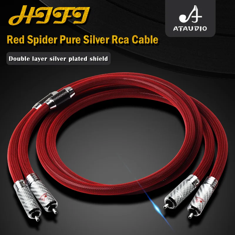 ATAUDIO HIFI Pure Sliver RCA Cable Hi-end 2RCA Male to Male Audio Cable for CD and Amplifier