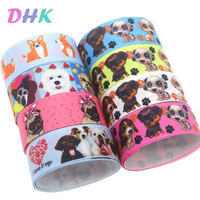 DHK 7/8'' 5yards I love dog Printed Grosgrain Ribbon Accessory Hairbow Headwear Decoration DIY Wholesale OEM E1837