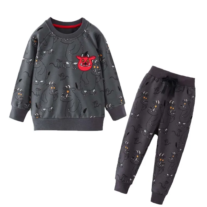   Jumping Meters 2-8T Baby Boys Clothing Sets Autumn Winter Cartoon Tiger Cotton Boys Girls Outfit Long Sleeve Shirt Pant