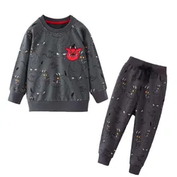 Jumping Meters 2-8T Baby Boys Clothing Sets Autumn Winter Cartoon Monters Cotton Boys Girls Outfit Long Sleeve Shirt Pant