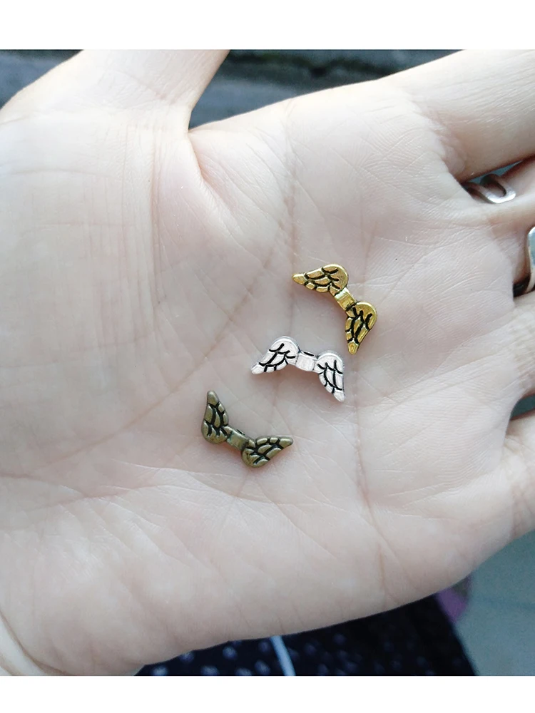 100pcs DIY Angel Wings Beads For Jewelry Making Dangles Charms Religious Gold Silver Spacer Metal Jewellery Findings Componentsd view 6