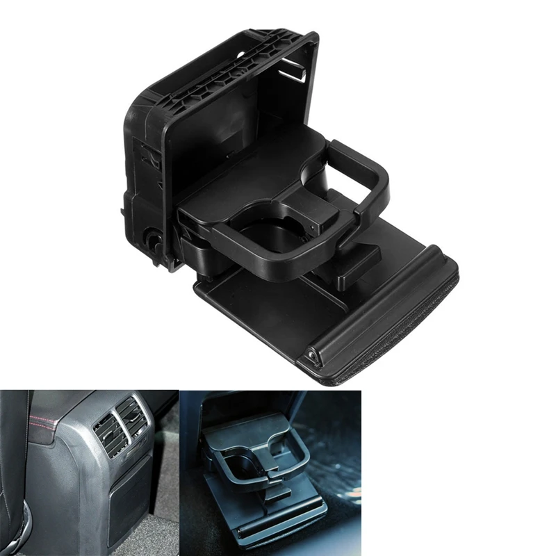 2018 Black Central Armrest Rear Cup Holder For VW Jetta 5 Golf GTI 5 6 Rabbit EOS