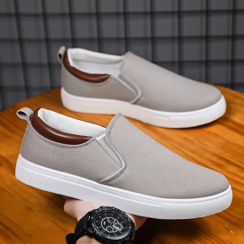 Khaki canvas shoes boy platform sneakers men comfy loafers big size 46 47 tooling shoes male fashion sneakers