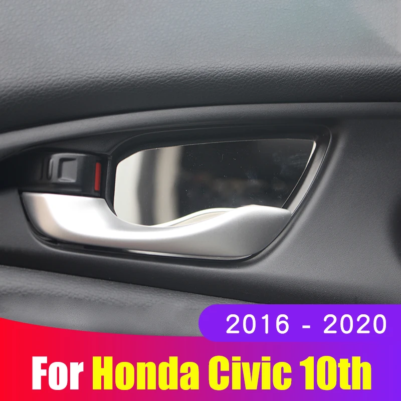 Cubiertas de moldura para puerta interior de coche, accesorios de acero inoxidable para Honda Civic 10, 2016, 2017, 2018, 2019, 2020