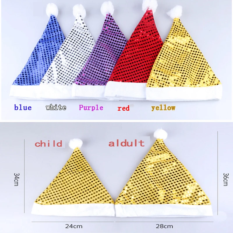 

Пятицветная шапка с пайетками в виде Санта-Клауса, головной убор для взрослых и детей, Рождественский и новогодний подарок, товары для вечерние